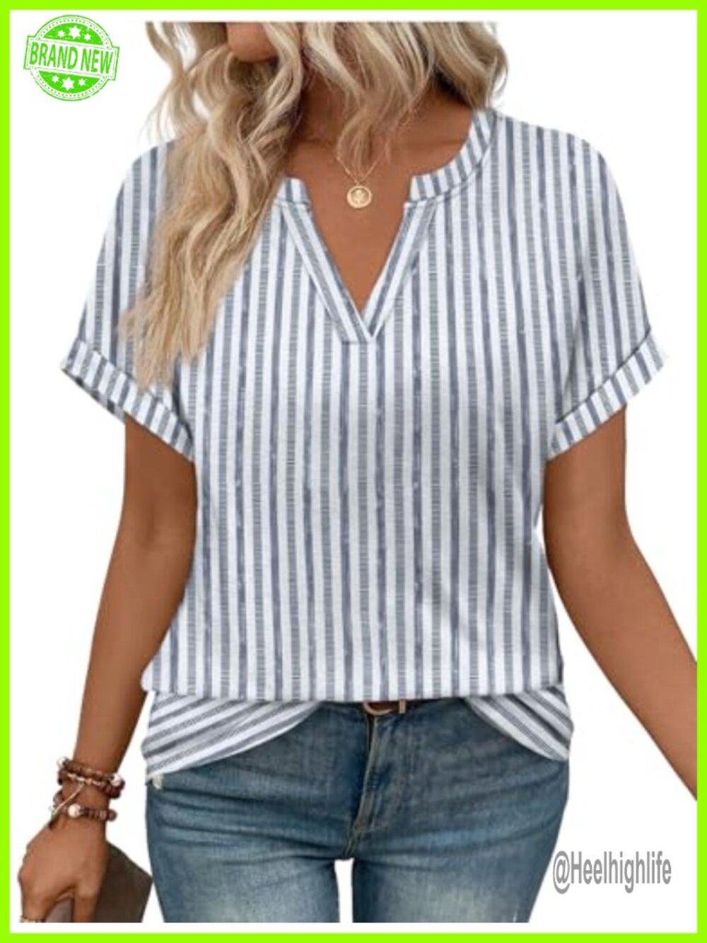 Womens V-Neck Short Sleeve Blouse Loose Fit Tunic Top Casual Summer